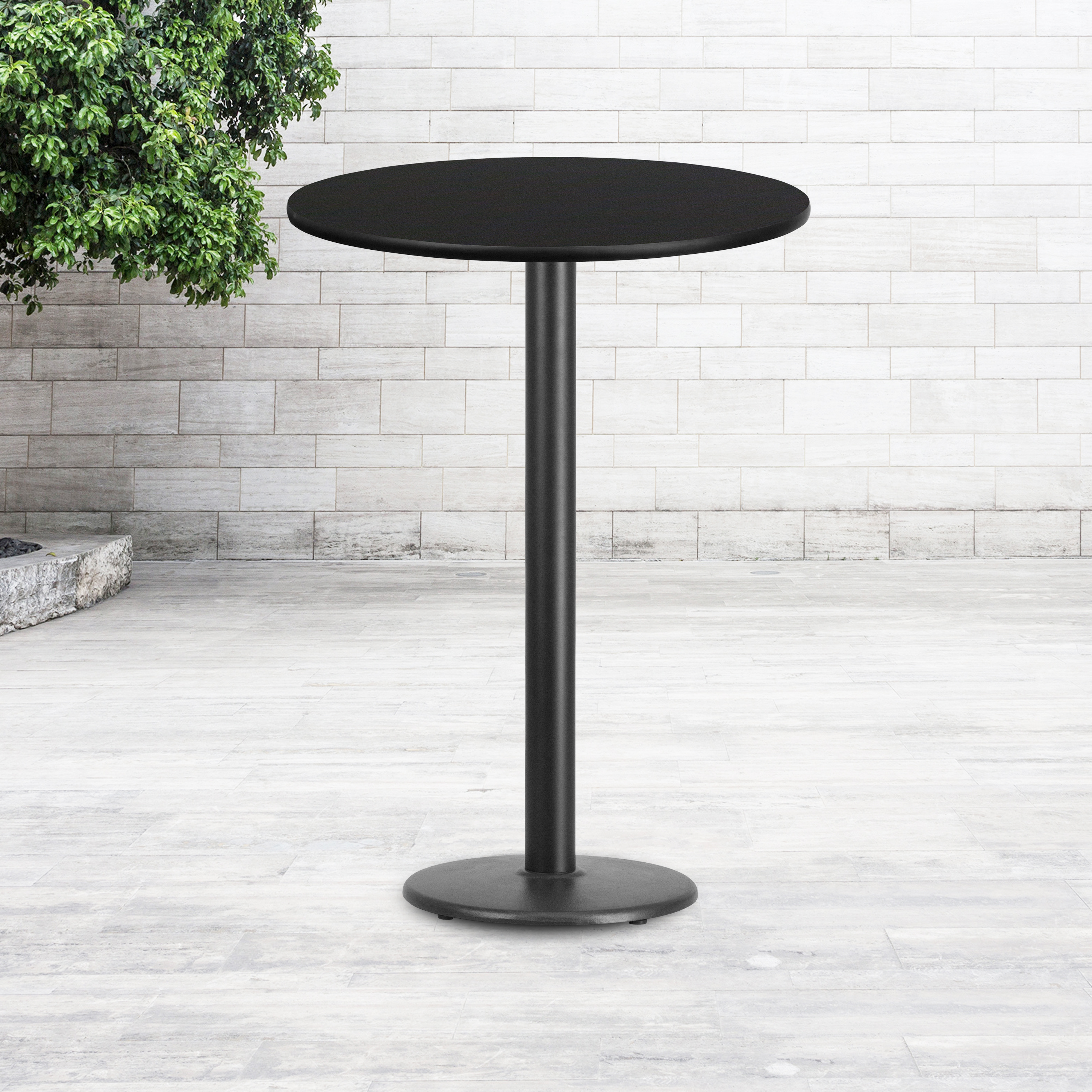 Stiles 30'' Round Black Laminate Table Top with 18'' Round Bar Height Table Base
