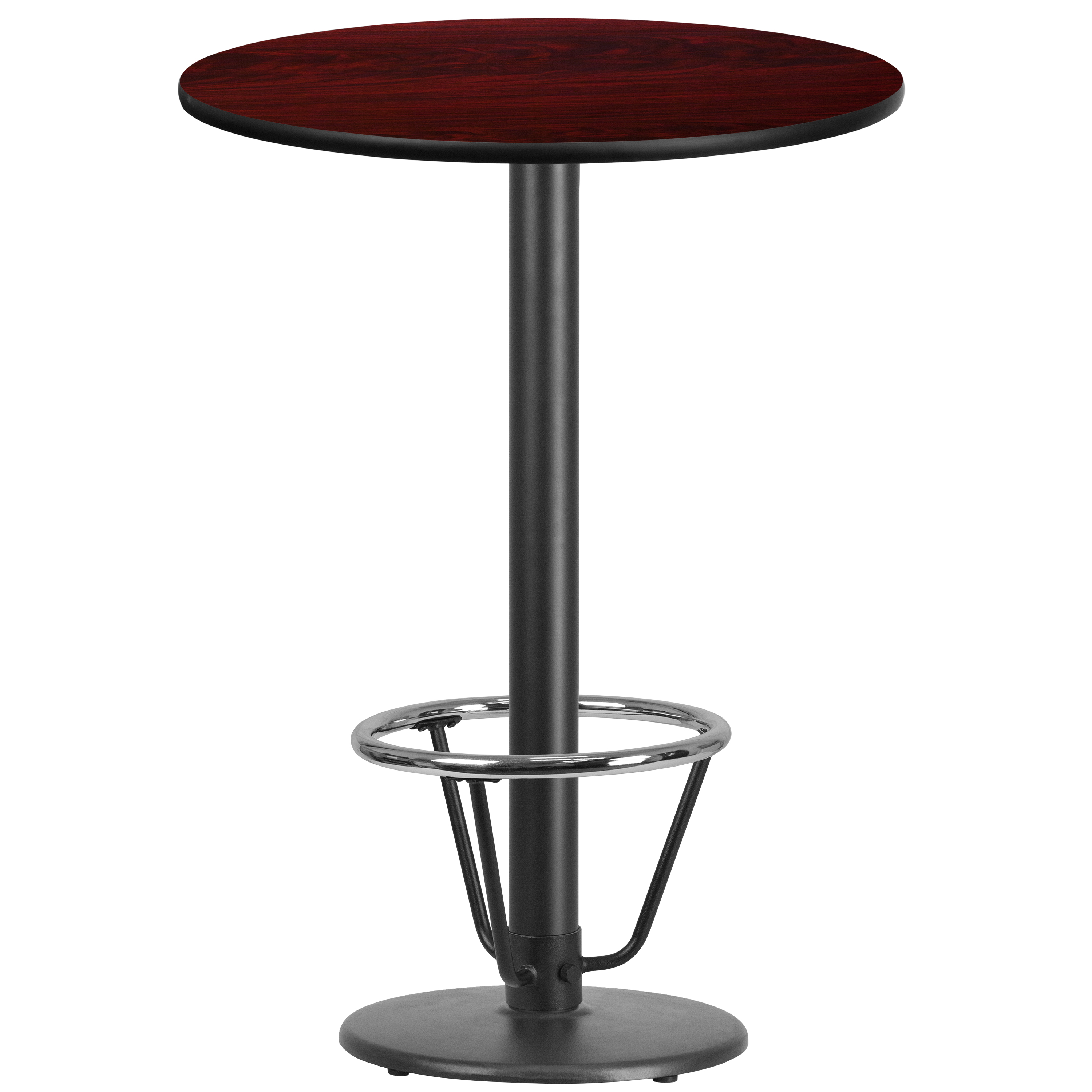 Stiles 30'' Round Mahogany Laminate Table Top with 18'' Round Bar Height Table Base and Foot Ring