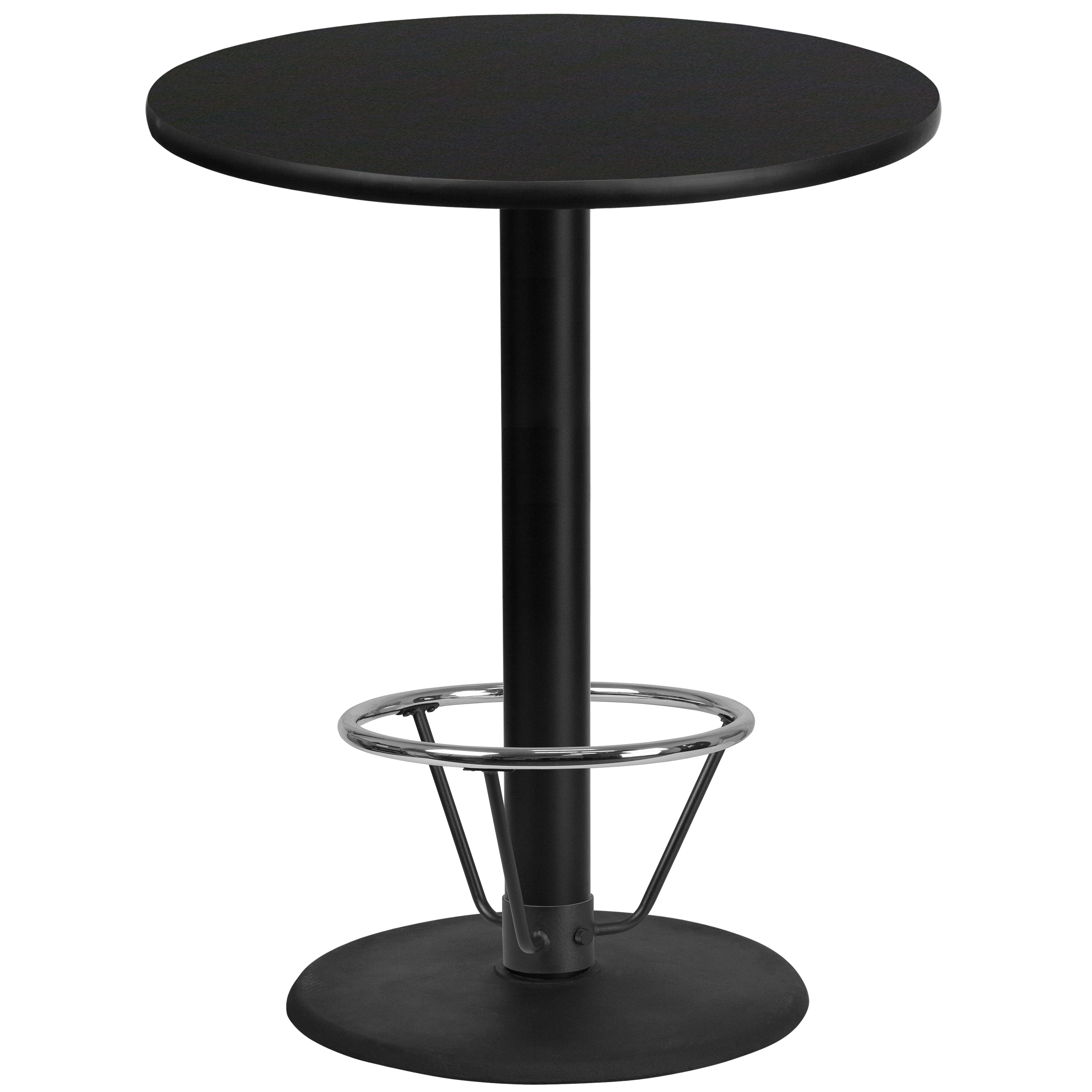 Stiles 36'' Round Black Laminate Table Top with 24'' Round Bar Height Table Base and Foot Ring