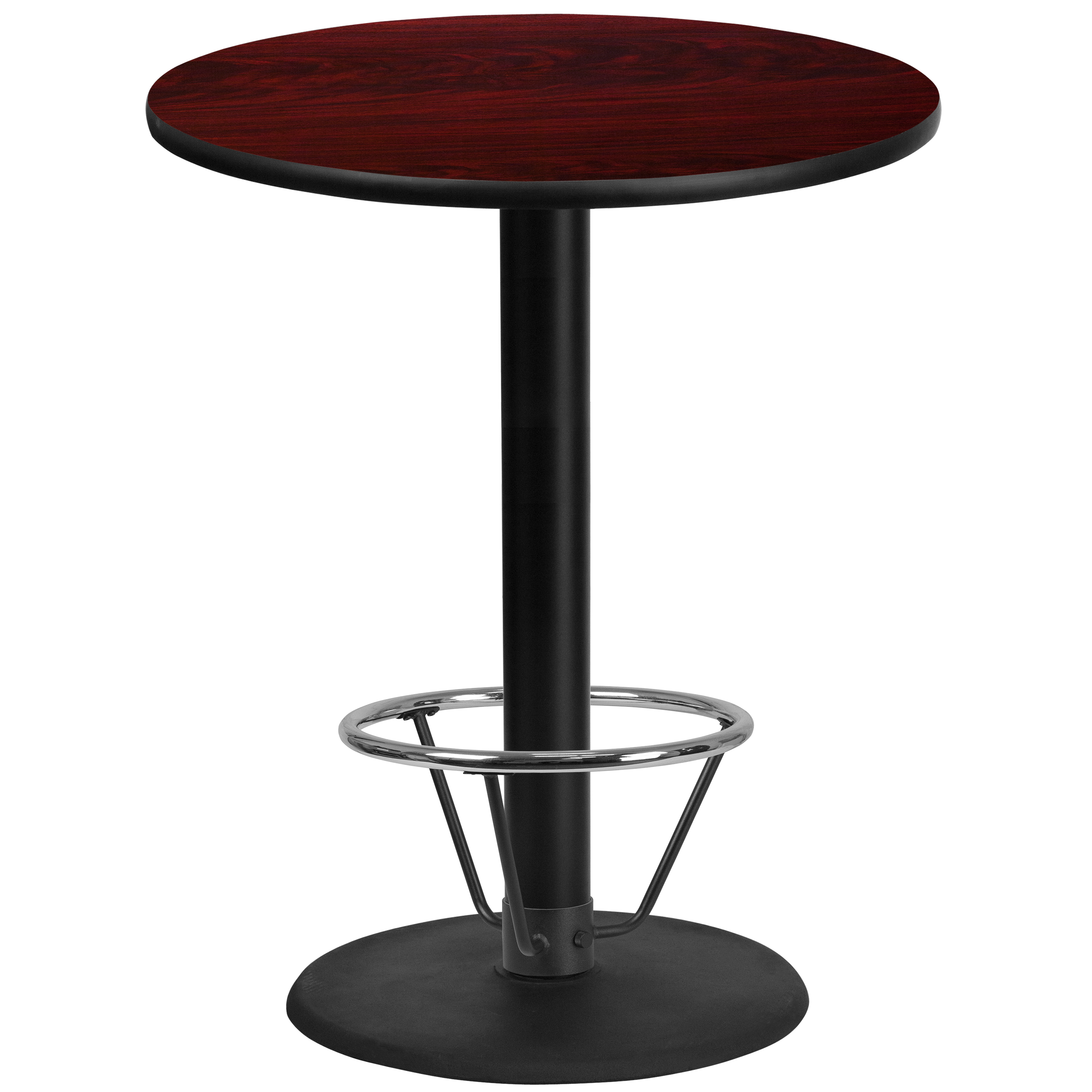 Stiles 36'' Round Mahogany Laminate Table Top with 24'' Round Bar Height Table Base and Foot Ring