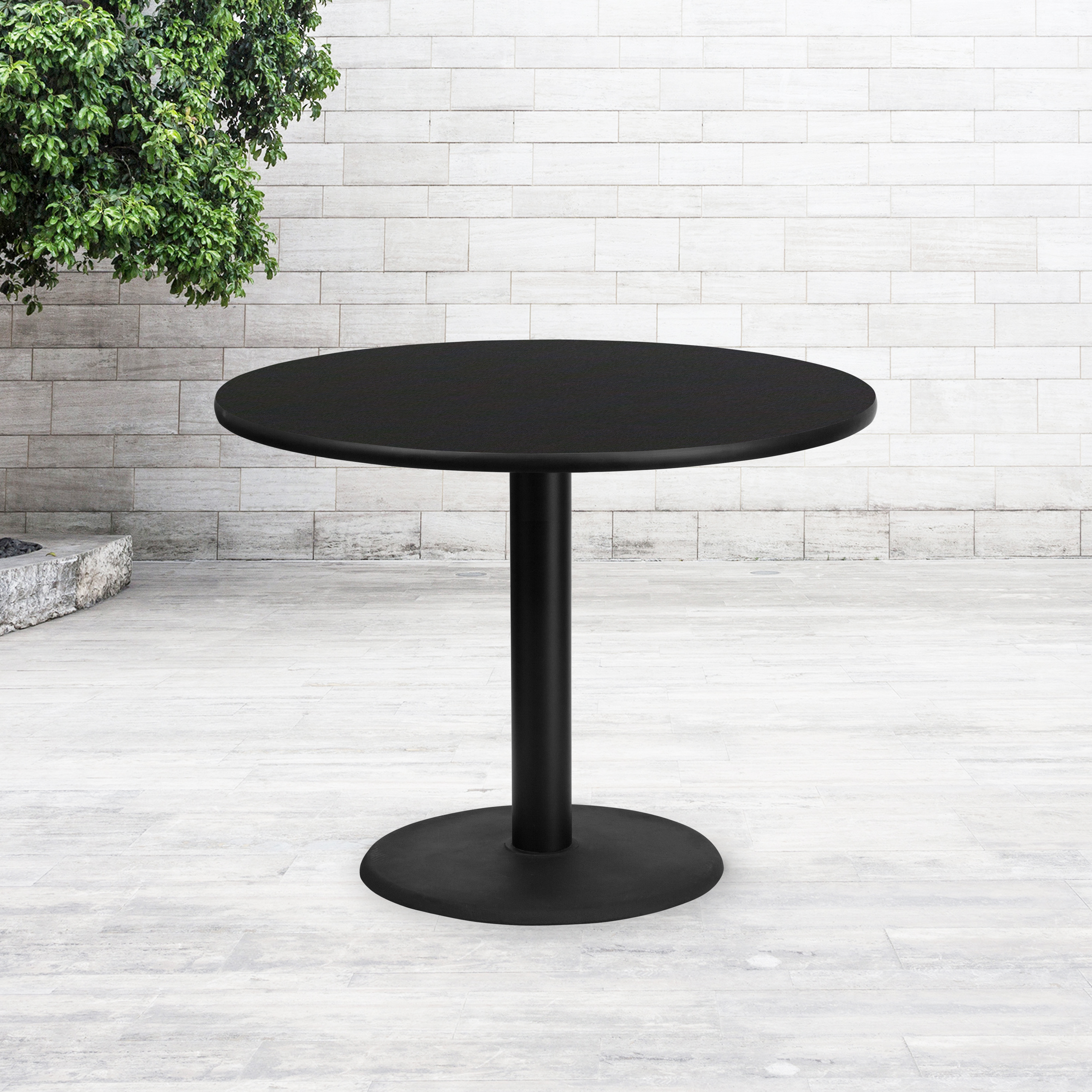 Stiles 42'' Round Black Laminate Table Top with 24'' Round Table Height Base
