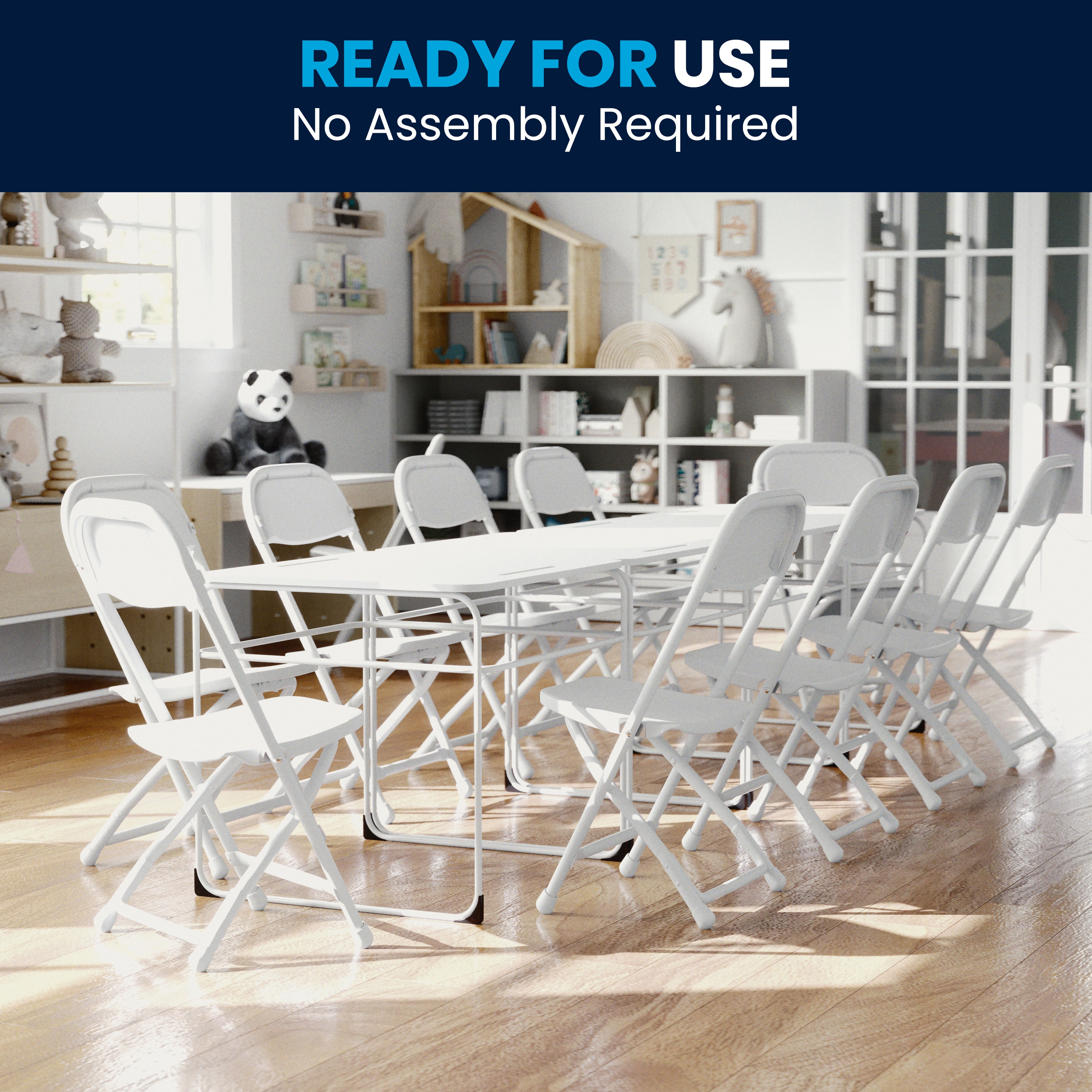 Timmy 2 Pack Kids White Plastic Folding Chair