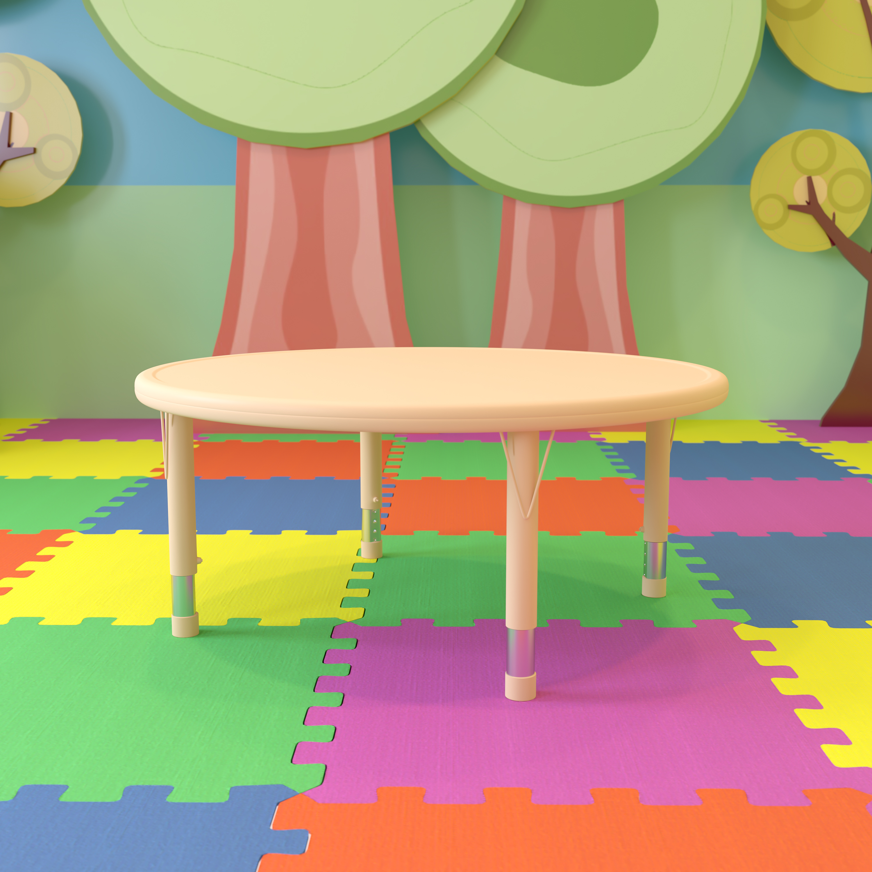 Wren 45" Round Natural Plastic Height Adjustable Activity Table