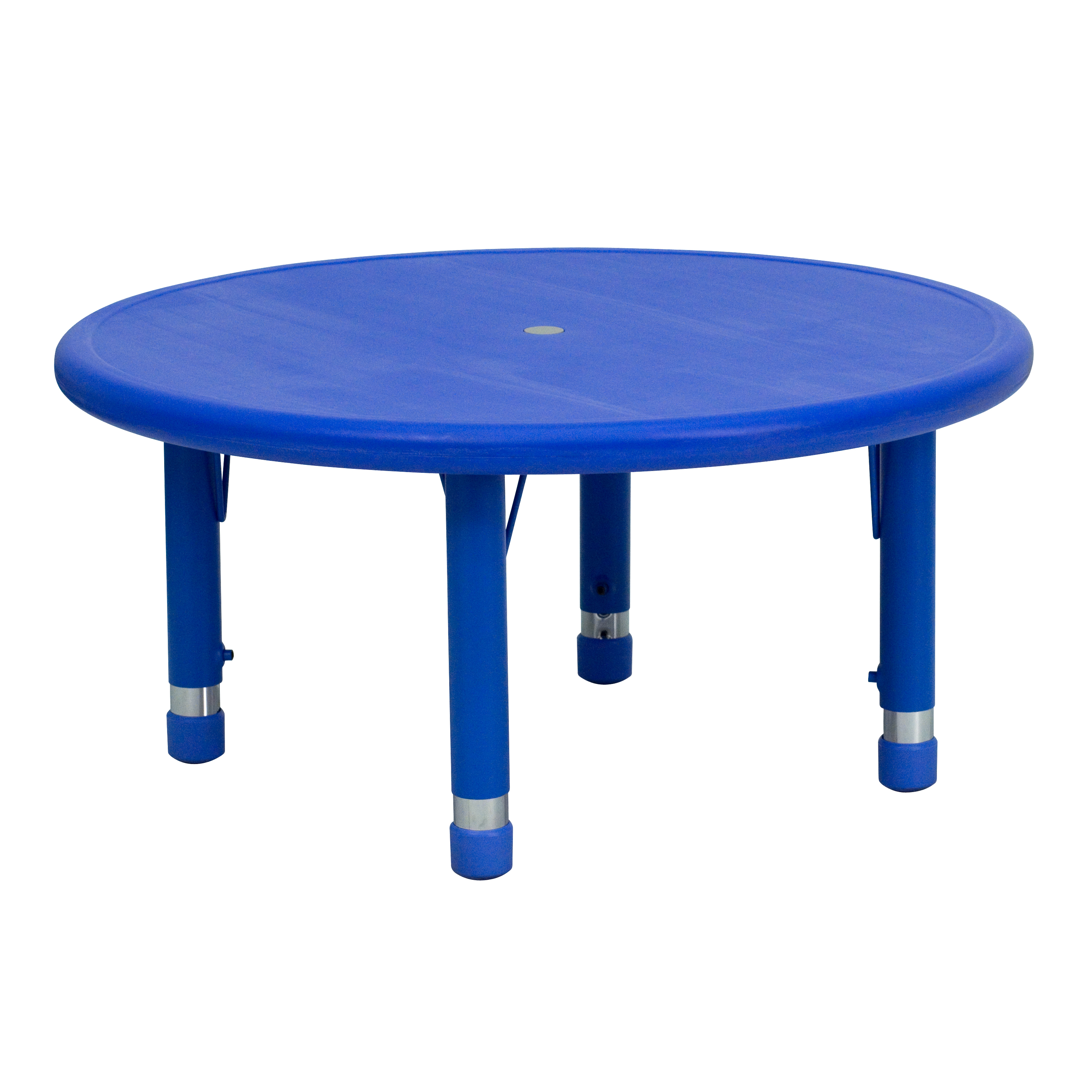 Wren 33'' Round Blue Plastic Height Adjustable Activity Table