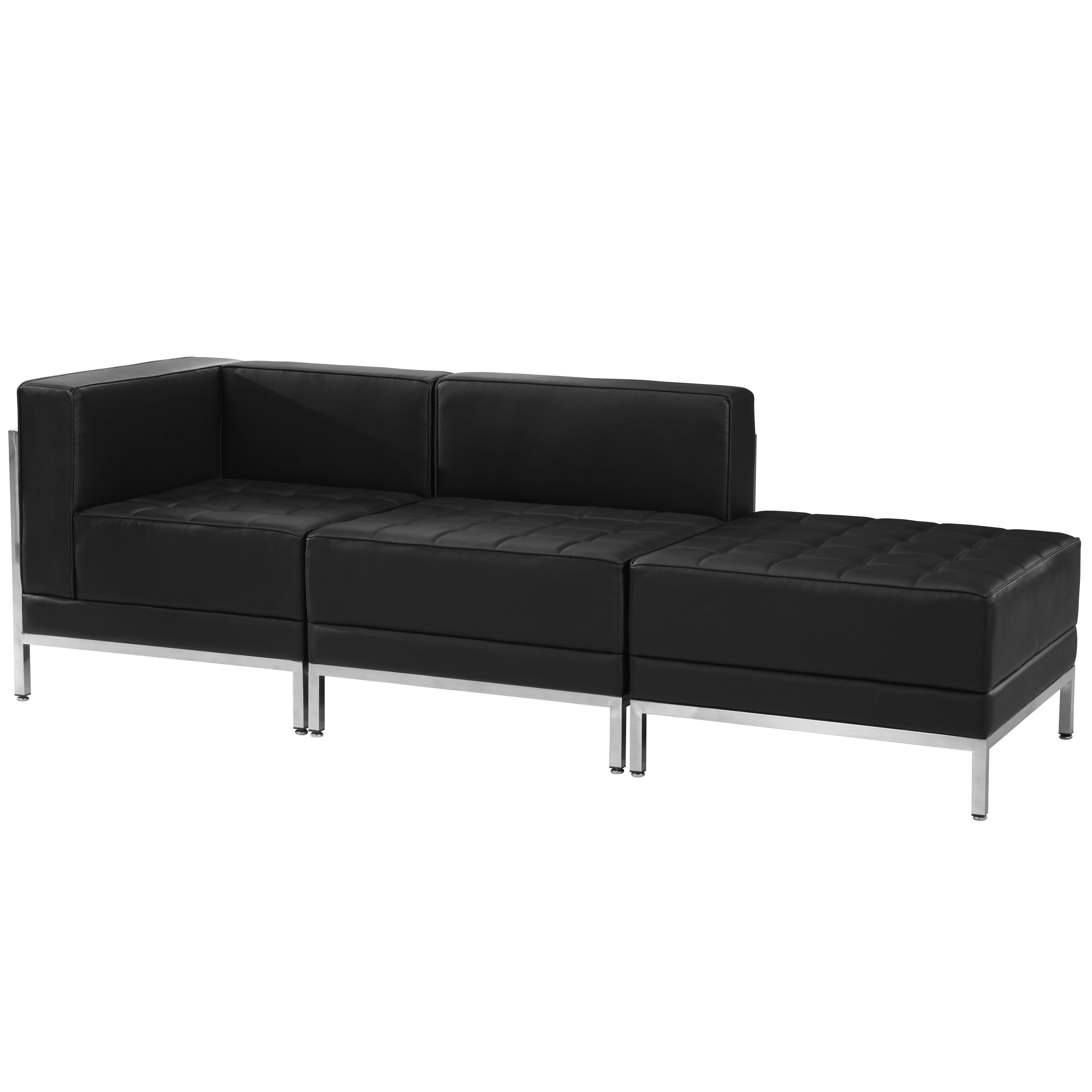 HERCULES Imagination Series Black LeatherSoft 3 Piece Chair & Ottoman Set
