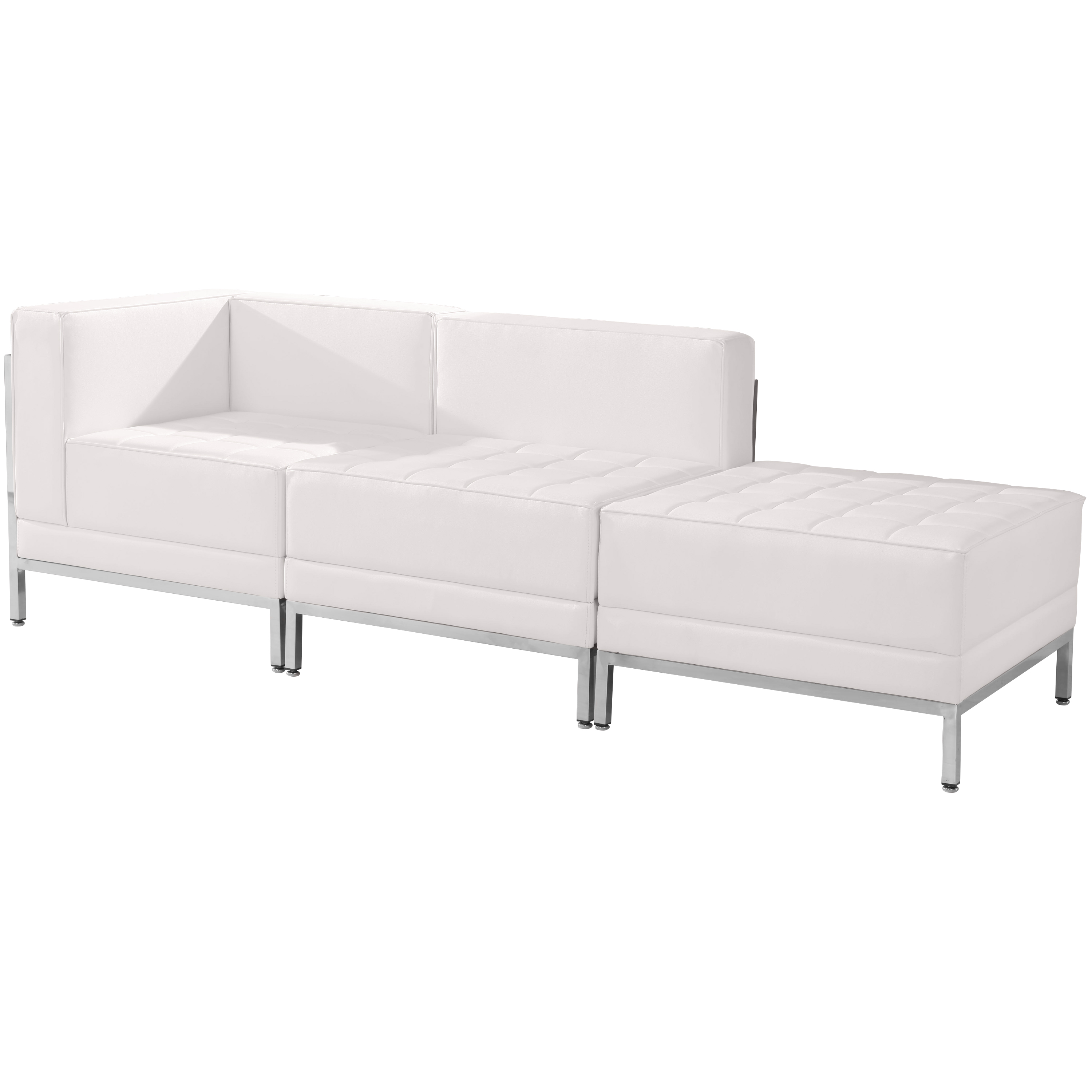 HERCULES Imagination Series Melrose White LeatherSoft 3 Piece Chair & Ottoman Set