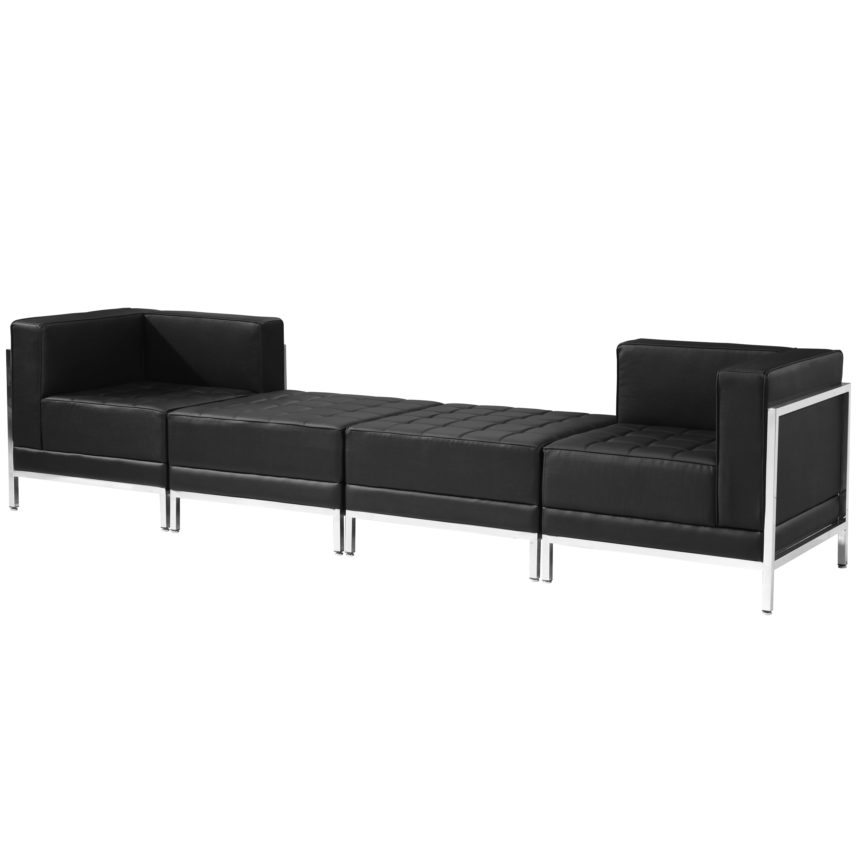 HERCULES Imagination Series Black LeatherSoft 4 Piece Chair & Ottoman Set