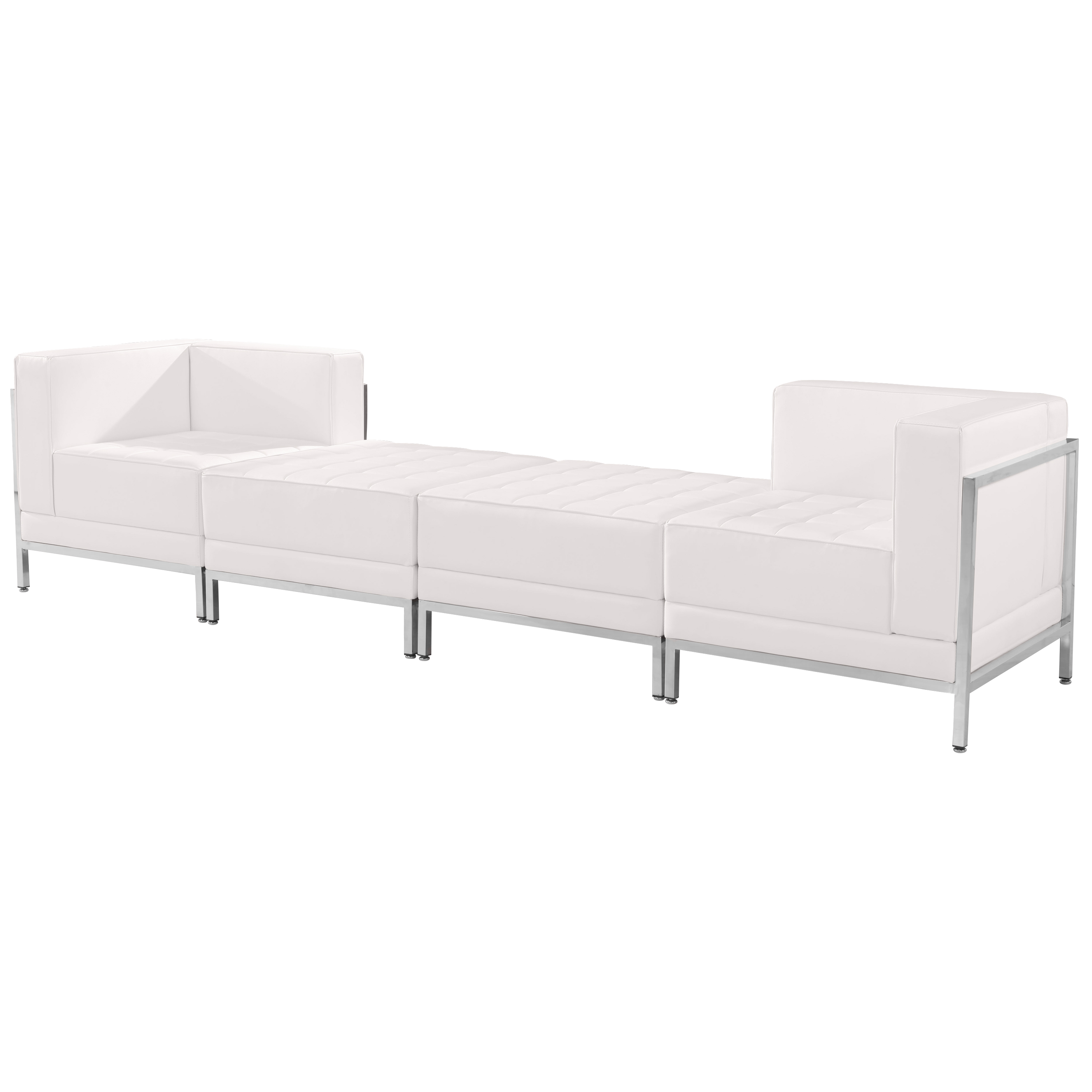 HERCULES Imagination Series Melrose White LeatherSoft 4 Piece Chair & Ottoman Set