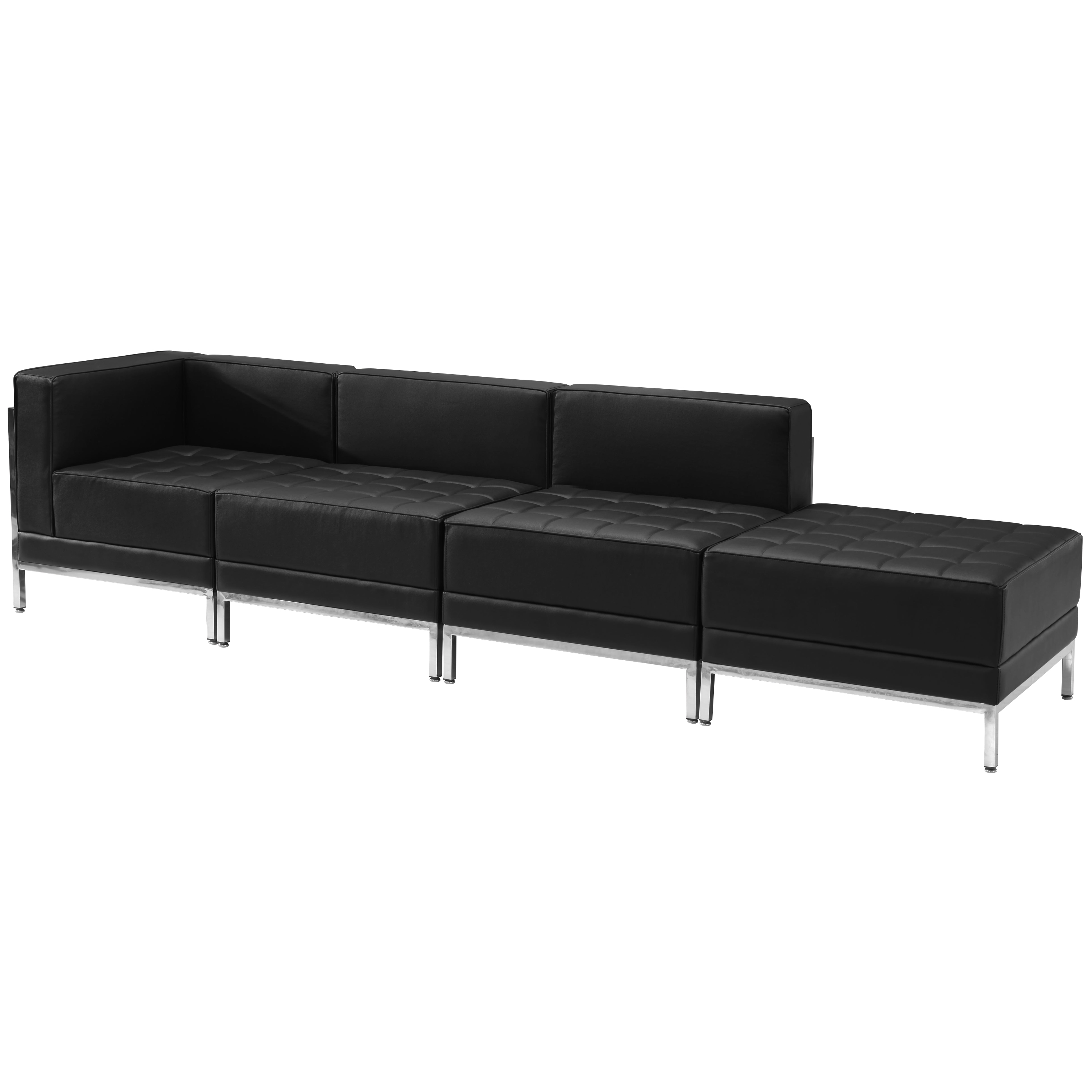 HERCULES Imagination Series Black LeatherSoft 4 Piece Chair & Ottoman Set