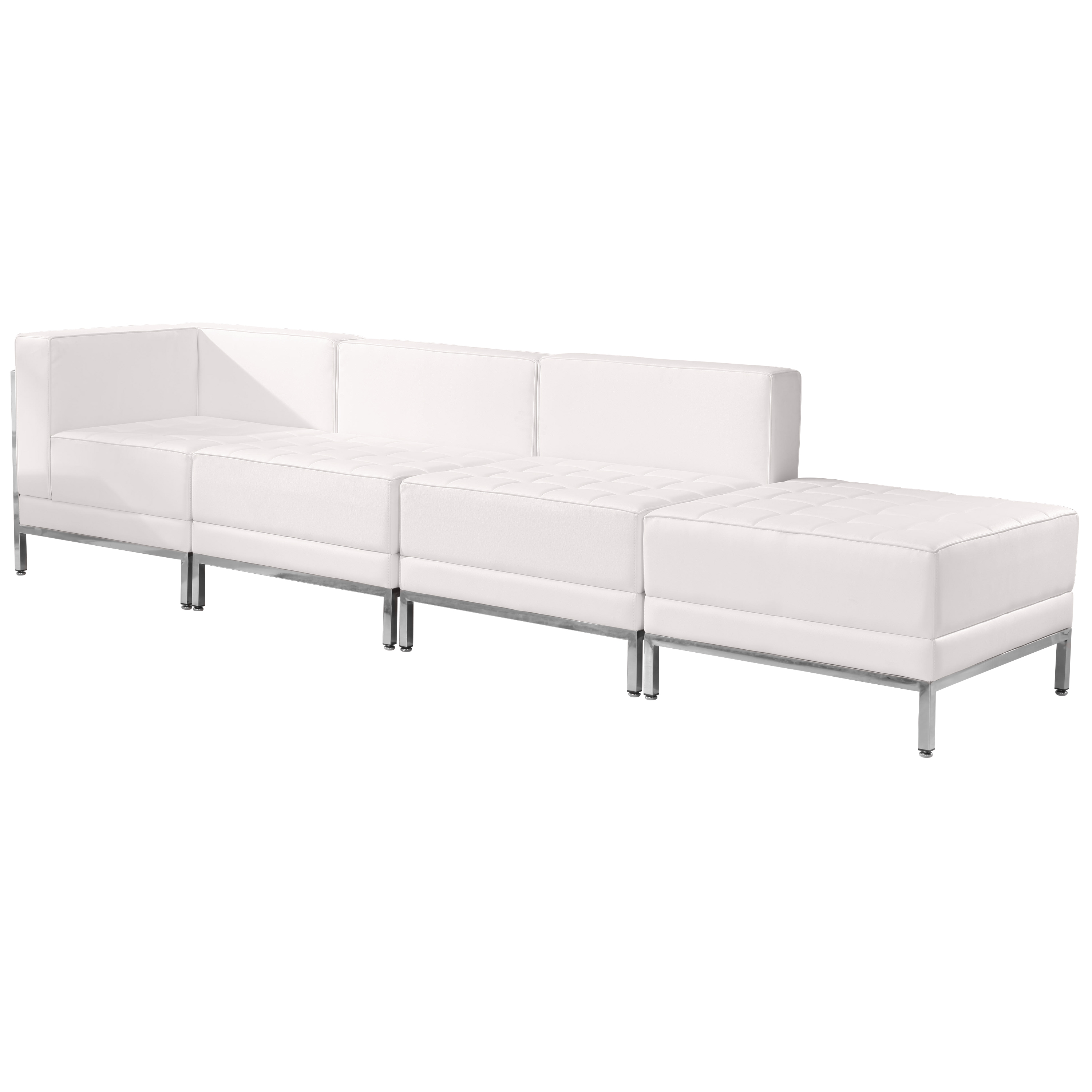 HERCULES Imagination Series Melrose White LeatherSoft 4 Piece Chair & Ottoman Set