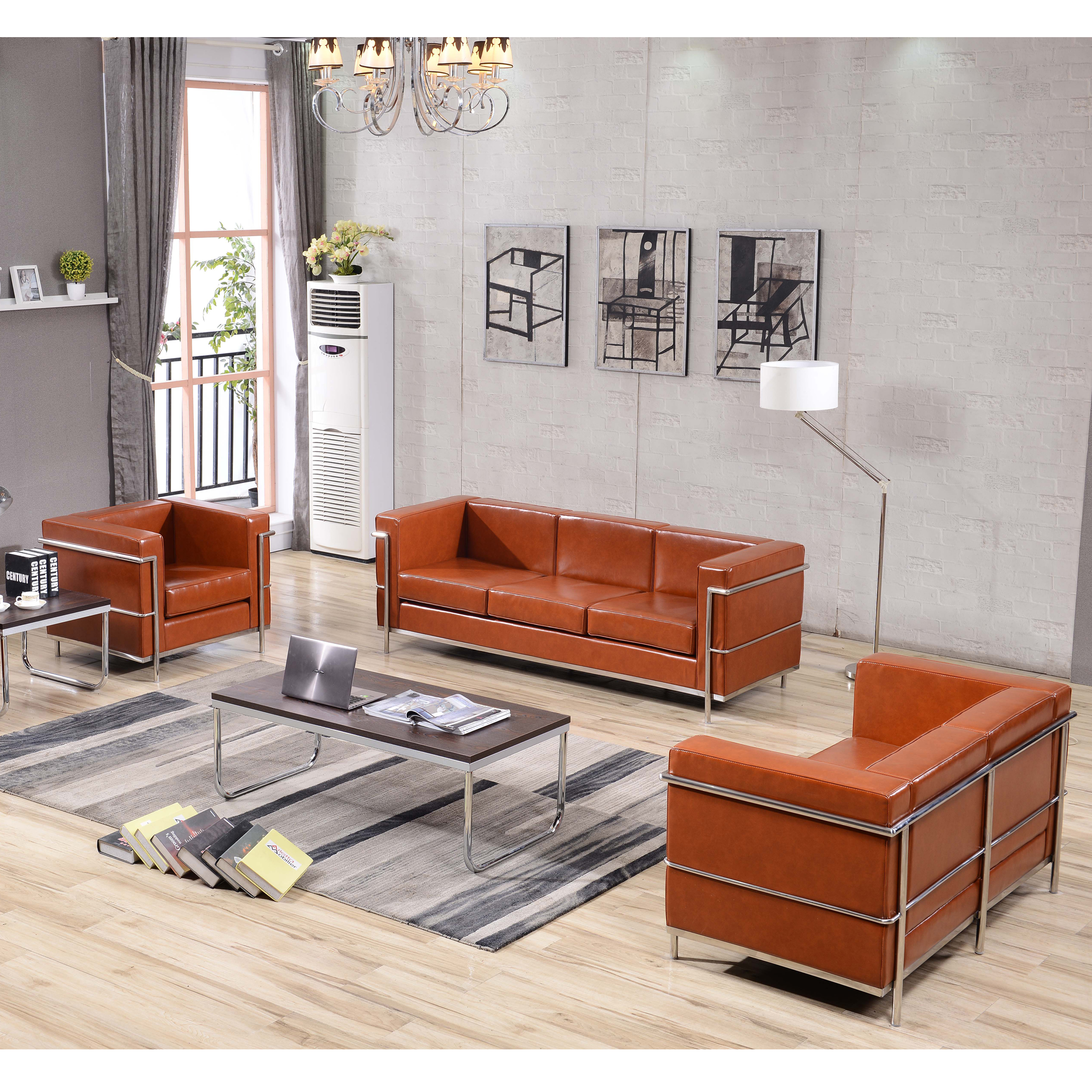 HERCULES Regal Series Reception Set in Cognac LeatherSoft